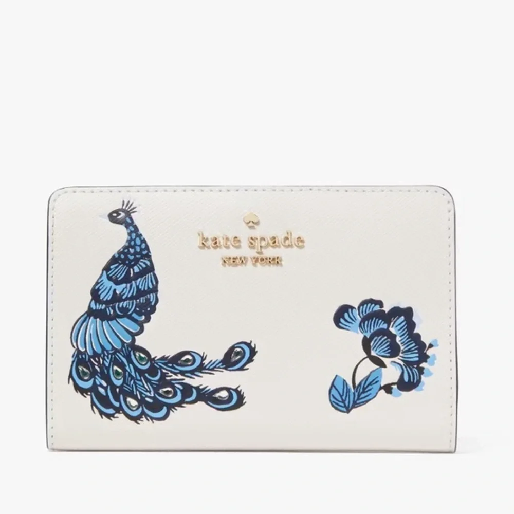 NWT KATE SPADE Perfect‎ Plume Medium Peacock Leather Wallet